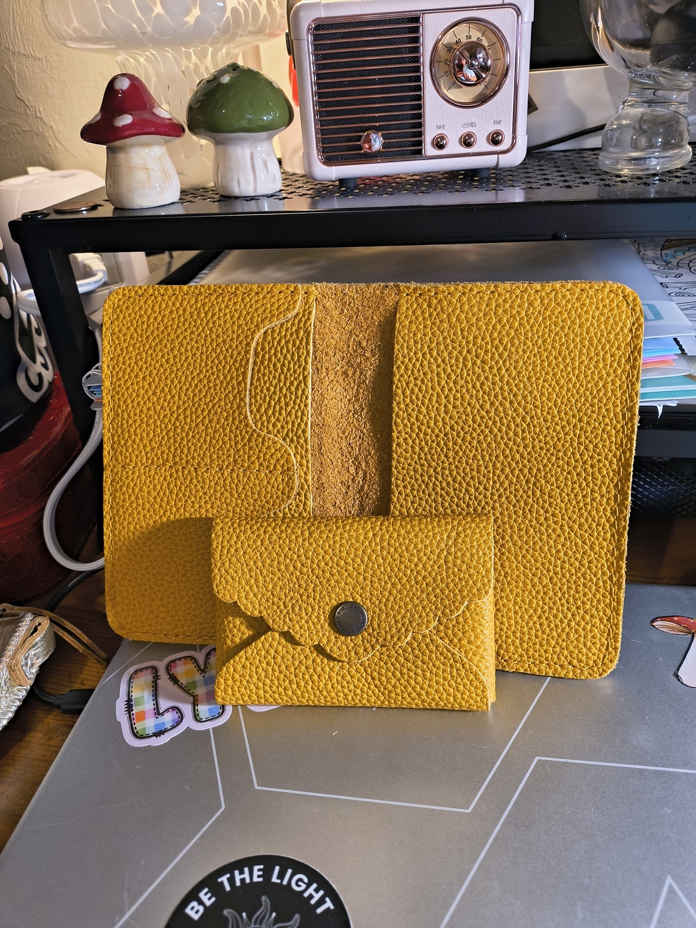Portland Leather Sunshine Yellow Passport Wallet and Card Holder Set